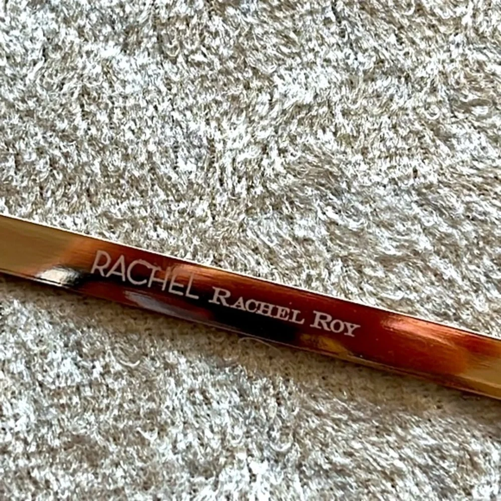 Brand New Rachel Roy Blue Light Blocking Round Glasses Black Frame Gold Tone Arm